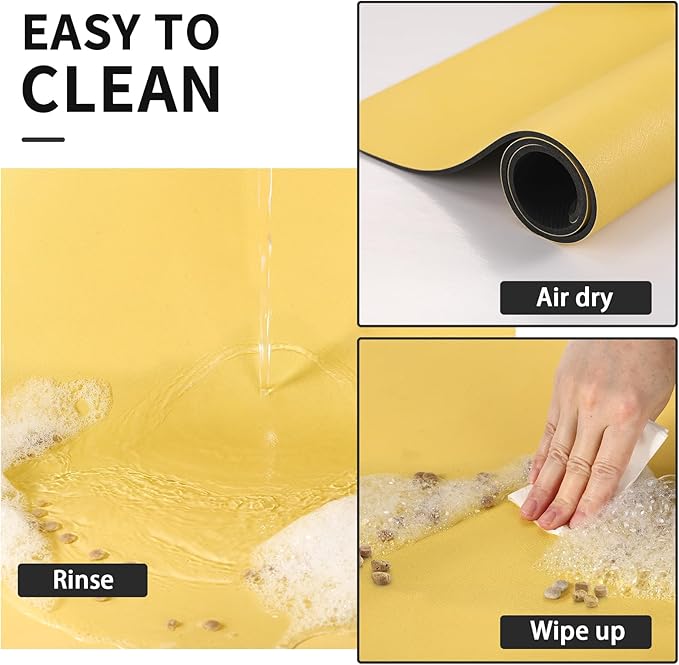 Dog Food Mat - Absorbent Cat Mat for Food and Water, No Stains Pet Feeding Bowl Mat, Easy to Clean Pet Placemats, Quick Dry Dog Water Dispenser Mat for Messy Drinkers | Paw Yellow 12"x 19"