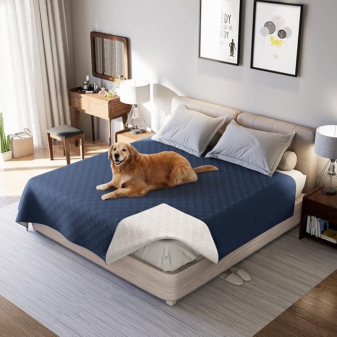 Waterproof Dog Bed Covers for Couch Protection, Water-Resistant Soft Dog Pet Blanket Anti-Slip Dog Blanket for Bed, for Furniture Bed Couch Sofa (Navy Blue,68x82inch)