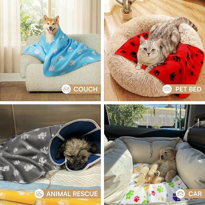 LINENLUX Cute Dog Blanket for Small Medium Dogs 6-Pack Soft Stretchy Fleece Blankets for Pet Cat Puppy Warm Wrinkle-Resistant Throw for Couch Bed Outdoor Grey 45x31 inch (Pack of 6)