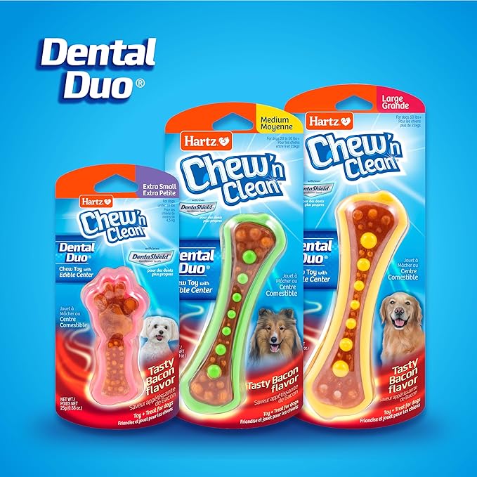 Hartz Chew 'n Clean Dental Duo Dog Treat & Chew Toy, Color Varies, Extra Small, 6 Count