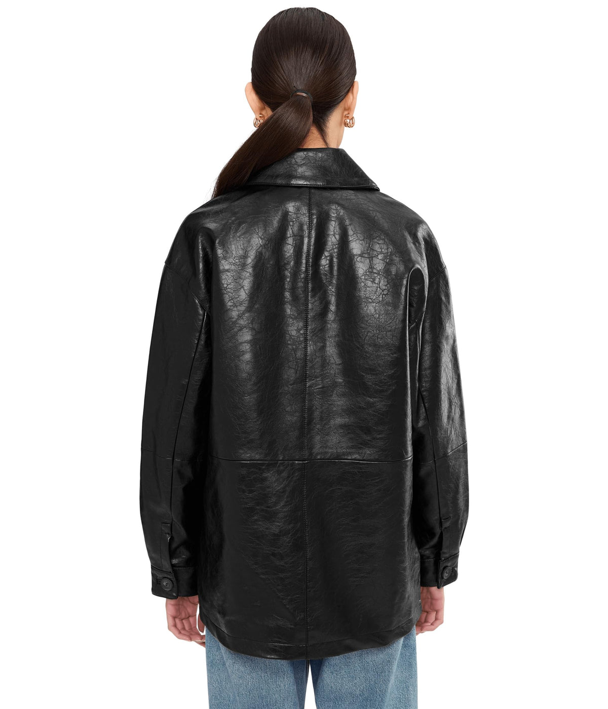 Levi's Women's Relaxed Fit Faux Leather Blazer, Black, Medium