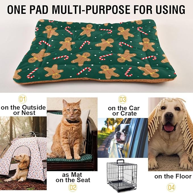 Pet Bed Christmas Gingerbread Man Dog Bed Mat Absorbing Non Slip Pad Pet Sleeping Mat for Small, Medium, and Large Dogs Puppy Cat 36 in x 24 in