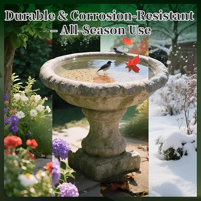 Bird Bath Copper Disk 2 Pack, 99.9% Pure Copper with 3-Point Support Design Enhances Water Purity, Less Cleaning Frequency for Outdoor Bird Baths & Bowls, Safe for Birds Whole Year
