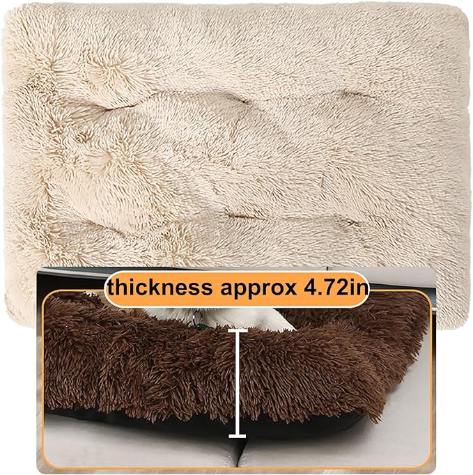 Dog Crate Mat, Dog Bed for Large Dogs, Comfy Fluffy Kennel Pad Anti-Slip for Dog beds & Furniture, Quilted Dog Bed for Pets for Medium/Small Dogs Cats (Color : Brown 2, Size : 20x14.9)