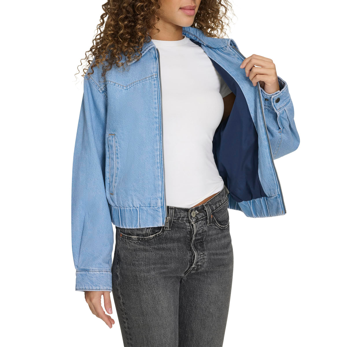 Levi's Women's Western Denim Bomber, Light Wash Denim, Medium
