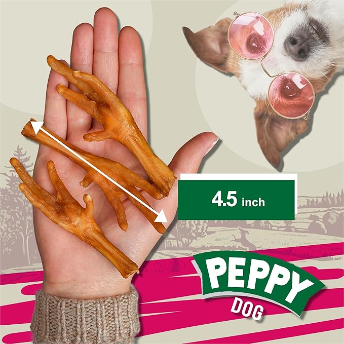 All Natural Chicken Feet Dog Treats (50 pcs) | Dehydrated for Freshness | Supports Joint Health with Glucosamine and Chondroitin | Promotes Dental Hygiene | Perfect for Small and Medium Dogs