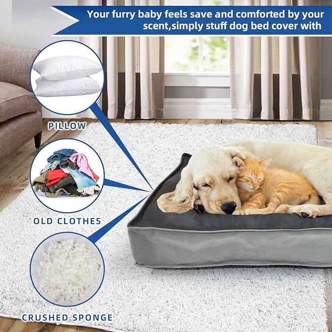 Dog Bed Cover, Comfortable and Quiet Dog Bed Covers for Pet Mat Bed,Washable Removable Cover，Faux Leather Pet Nest, 30" L x 20" W x 3" H ，Cover Only