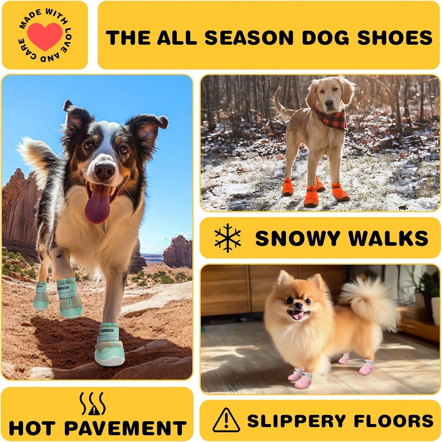 Hcpet Dog Shoes for Large Dogs, Breathable Dog Booties for Small Medium Dogs, Anti-Slip Dog Boots & Paw Protectors for Hot Pavement Winter Snow Hiking with Reflective Straps Blue Size 2