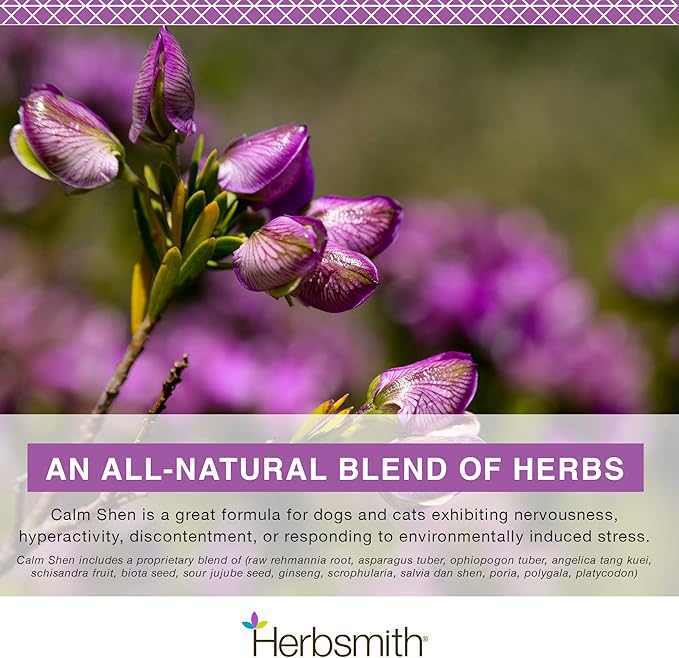 Herbsmith Calm Shen – Herbal Blend for Dogs & Cats – Natural Anxiety Remedy for Dogs & Cats – Feline and Canine Calming Supplement – 270 Tablets