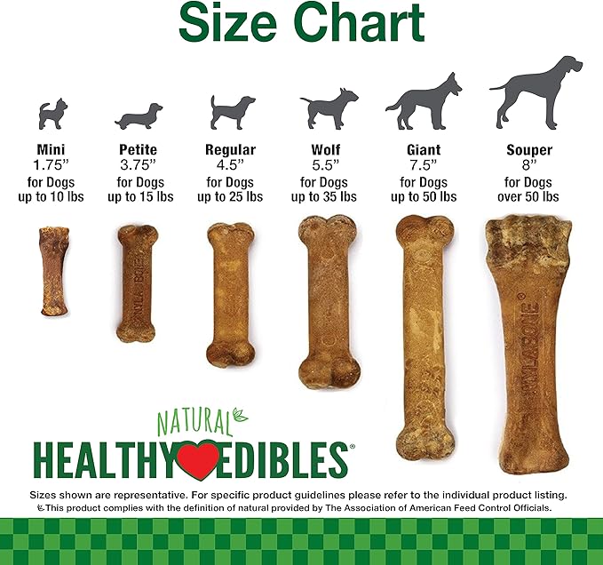 Nylabone Healthy Edibles Natural Dog Chews Long Lasting Bacon Flavor Treats for Dogs, Small/Regular (3 Count)