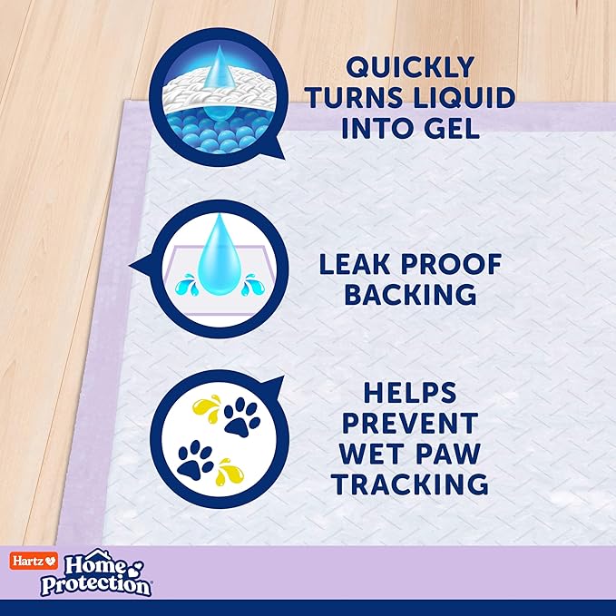 Hartz Home Protection Super Absorbent Odor Eliminating Lavender Scented No Leaks Dog Pads, 3XL 60 Count