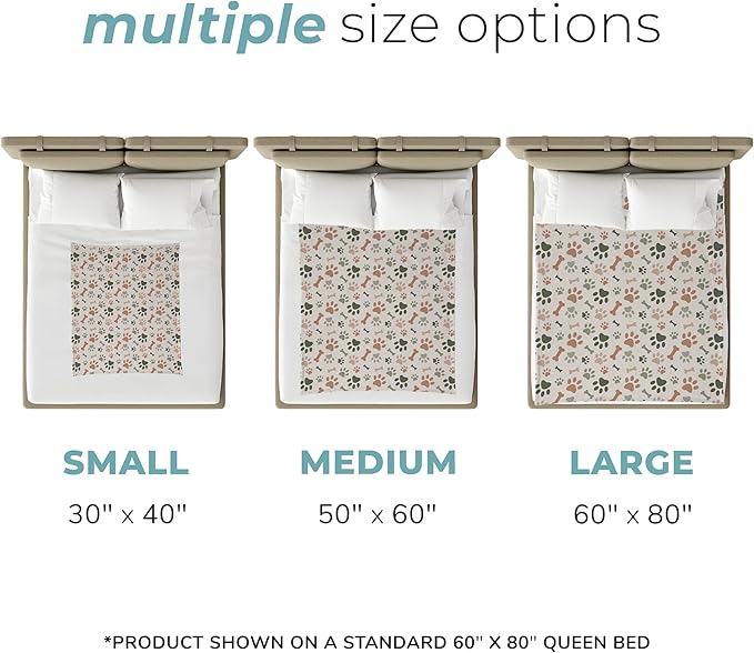 Cream Paw Print Plush Pet Lightweight Blanket - 30" x 40" - Cute for Dogs - Gifts and Puppy Essentials - Printed in America