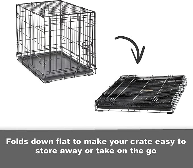 Midwest Homes for Pets 30-Inch New World Crate for Medium Breeds, 21-40 lbs, Single Door Folding Dog Crate, Leak-Proof Tray & Secure Latch, Portable, Durable & Easy to Assemble