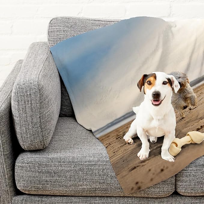 Prints Next Day – Custom 50" x 60" Plush Pet Lightweight Blanket with Photo Upload - Gift for Dog or Cat Owners - Personalized Couch Throw - Printed in America