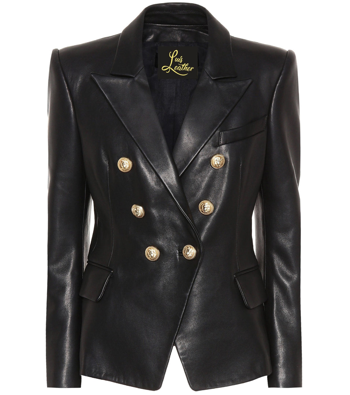 SID Women's Classic Police Type Lambskin Leather Jacket, Classy Black, X-Small