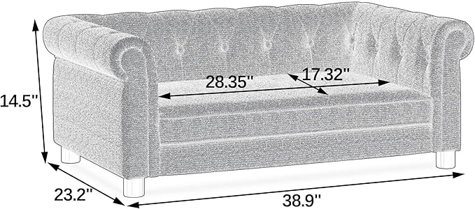 Dog Couch for Large Dogs, Elevated Durable Pet Sofa Bed, 24" W Comfortable Modern and Stylish Dog Sofa Couch with Dry Cleanable Fabric, Furniture for Medium & Large Breed (Black)