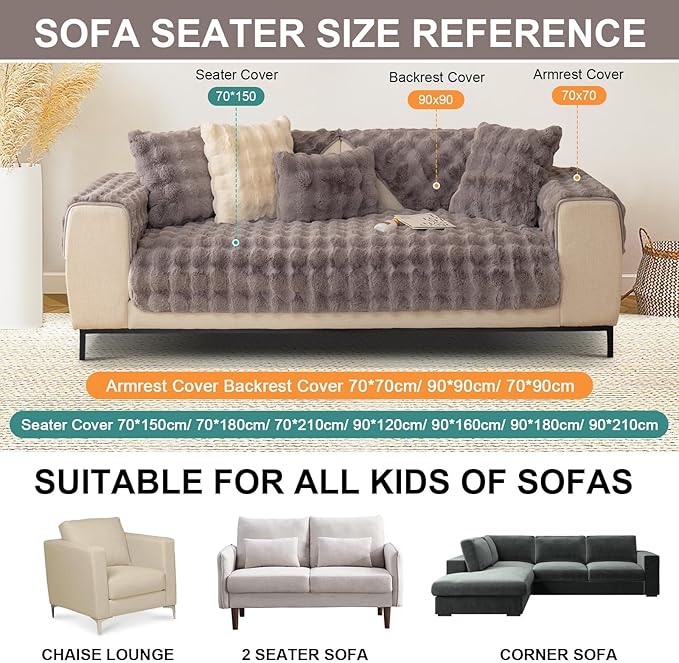 Couch Covers For Dogs,Funny Fuzzy Pet Couch Cover,Plush Solid Colour Non-Slip Couch Cover,Big Dog Bed Blanket, Washable Soft Plush Throw Protector For Bed Couch Car Sofa (43.3x43.3in, Dark Grey)