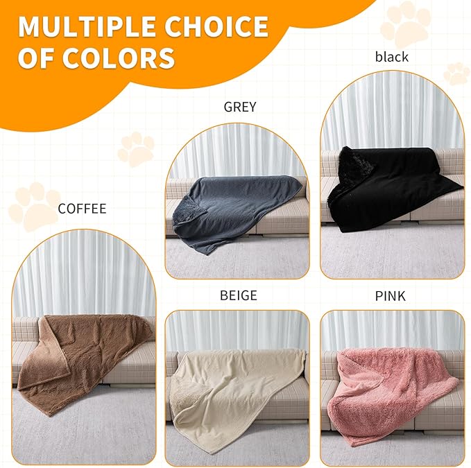 Pink Fluffy Waterproof Dog Blanket Long Faux Fur 85x57in Big Pet Blankets Cozy Warm Couch Mat King Size Bed Cover Washable(Pink,XL-85 * 57in)