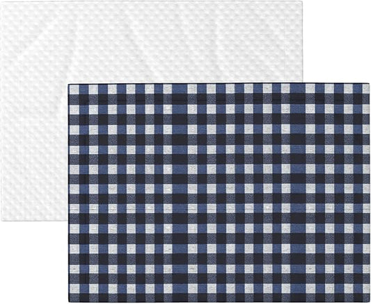 Waterproof Dog Blanket Soft Pet Blanket for Puppy Cat, Fleece Cat Throw Blankets for Furniture Bed Couch Sofa Reversible - Navy Blue Gingham 3