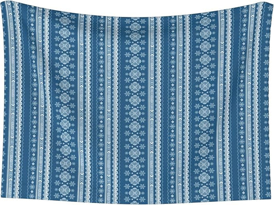 Boho Blanket for Pet - Blue White Snowflake Throw Blanket 23x16 Bohemian Couch Blankets for Puppy Dogs Cats