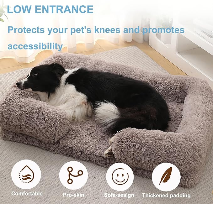 Dog Beds Large Sized dog Orthopedic, Sofa Dog Bed with Waterproof Lining and Nonskid Bottom, Rectangle Washable Dog Bed for Medium Small Dogs and Cats Comfortable ( Color : Pink , Size : 17 x 15" )