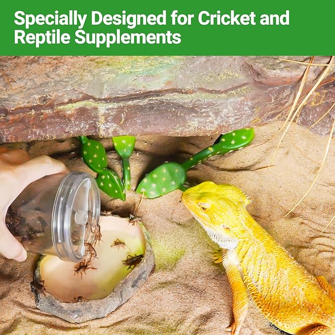 REPTI ZOO Reptile Cricket Calcium Powder Mixer, Transparent Cricket Keeper Shaker for Bearded Dragon Gecko Snake Lizard Chameleon, Dispenser Feeder for Reptile & Amphibians(Clear)