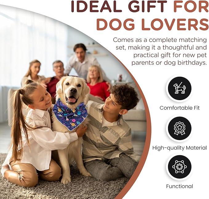 No Pull Harness and Leash Set - 6-in-1 Adjustable Vest Harness and Collars for Medium and Large Dogs. (Cosmic, Medium)