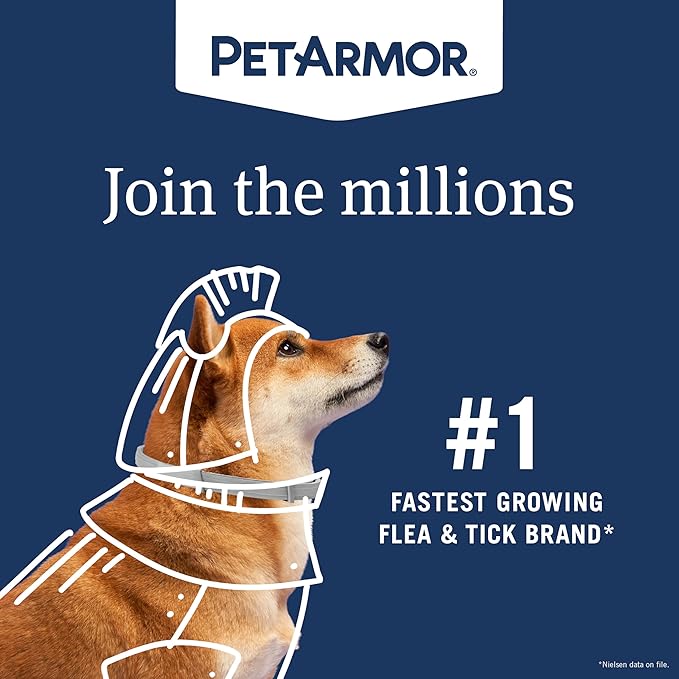 PetArmor Extend Dog Flea and Tick Treatment & Prevention Collar for Small Dogs up to 18 lbs., 8 Months of Protection, Odorless & Non-Greasy, Waterproof, Kills Fleas, Ticks, and Larvae, 2 Count