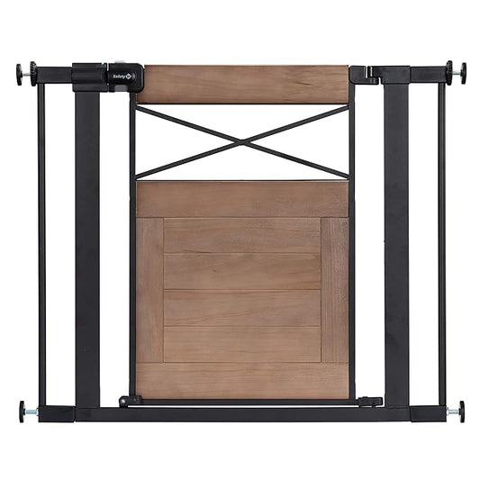 Safety 1st Adjustable Baby Gate for Doorways, Modern Farmhouse Style Gates for Pets, Toddlers, Babies, Children, Wood