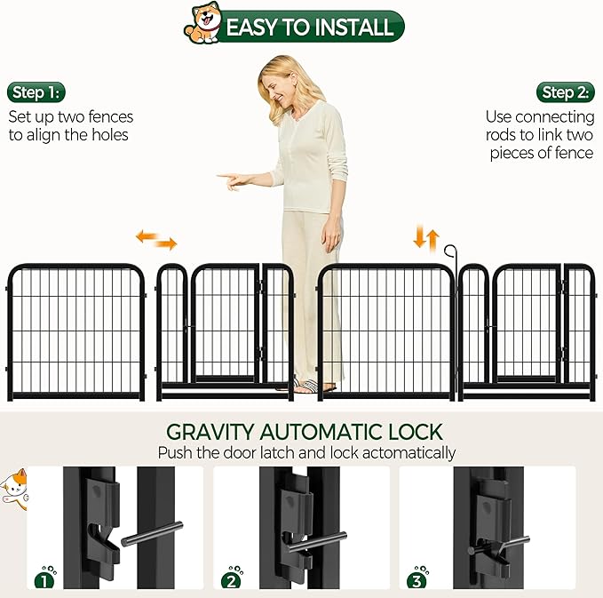 Yaheetech Dog Playpen Outdoor, 24 inch 6 Panels Dog Pen Indoor Heavy Duty Puppy Exercise Pen Metal Pet Fence for RV Camping/Yard/Garden