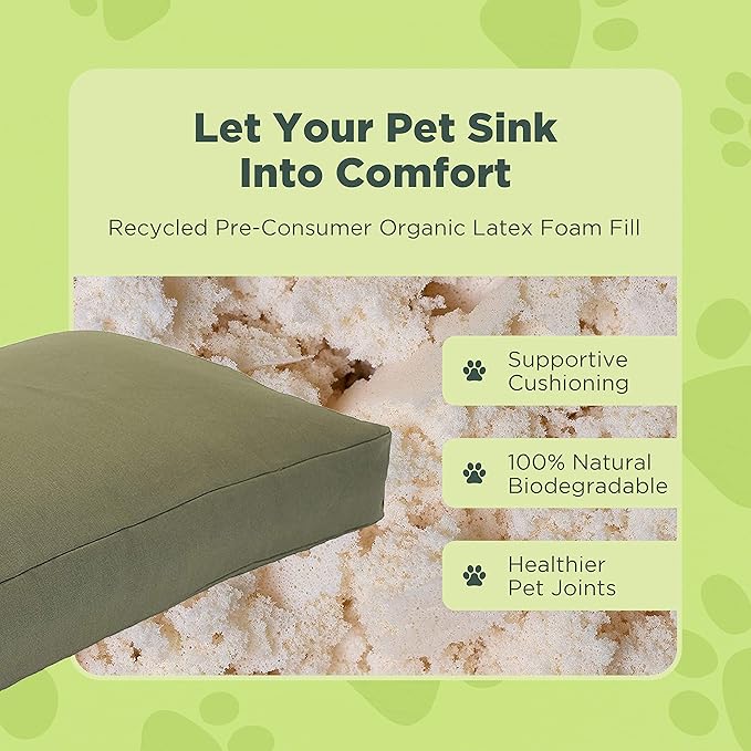 Large - 42 x 28 x 5 - Shadow Gray Premium Organic Hemp Dog Bed - Organic Latex Fill - Removeable Cover