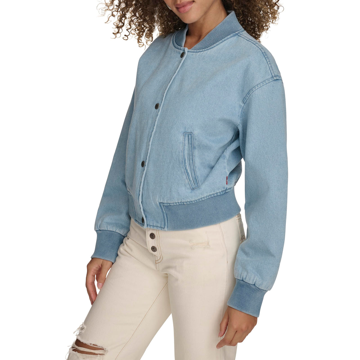 Levi's Women's Varsity Bomber Jacket, Light Wash Denim, Medium