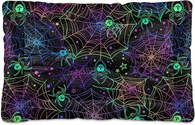 Pet Bed Halloween Spider Web Dog Bed Mat Absorbing Non Slip Pad Pet Sleeping Mat for Small, Medium, and Large Dogs Puppy Cat 36 in x 24 in
