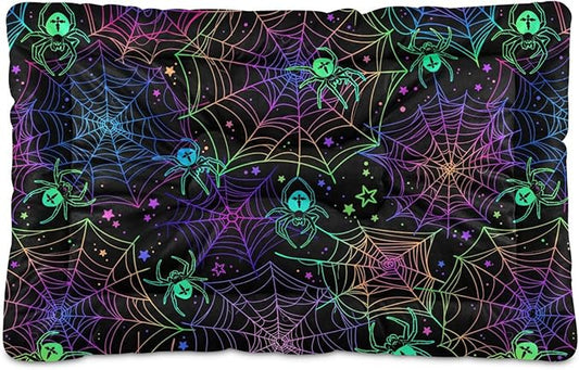 Pet Bed Halloween Spider Web Dog Bed Mat Absorbing Non Slip Pad Pet Sleeping Mat for Small, Medium, and Large Dogs Puppy Cat 36 in x 24 in