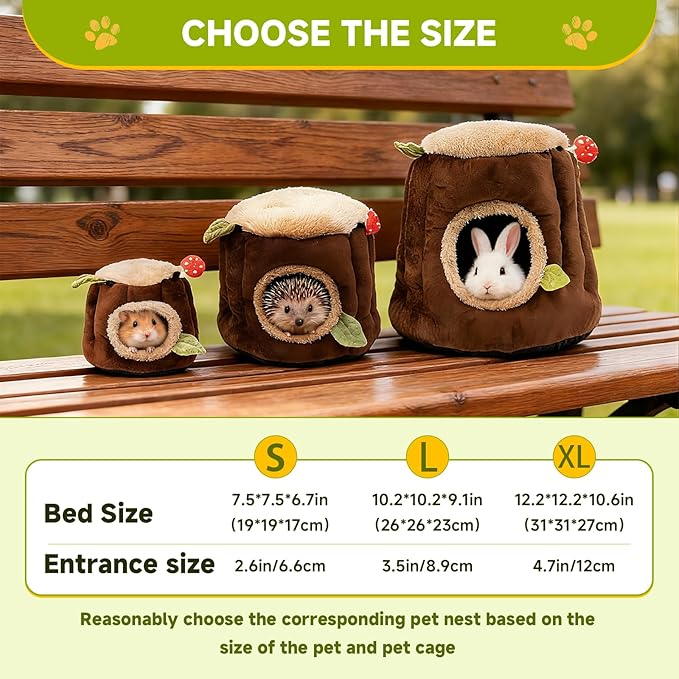 LYART Guinea Pig Hamster Bedding or Hideout for Mouse Mice Rat Ferret Bunny Fluff Bedding Bed House Cage Accessories, Dwarf Rabbits Hedgehog Bearded Dragon Warm Bedding Winter Nest Cave, Washable(2.L)