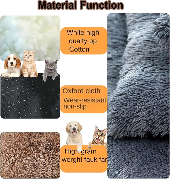 Dog Crate Mat, Dog Bed for Large Dogs, Comfy Fluffy Kennel Pad Anti-Slip for Dog beds & Furniture, Quilted Dog Bed for Pets for Medium/Small Dogs Cats (Color : Khaki, Size : 43x29)