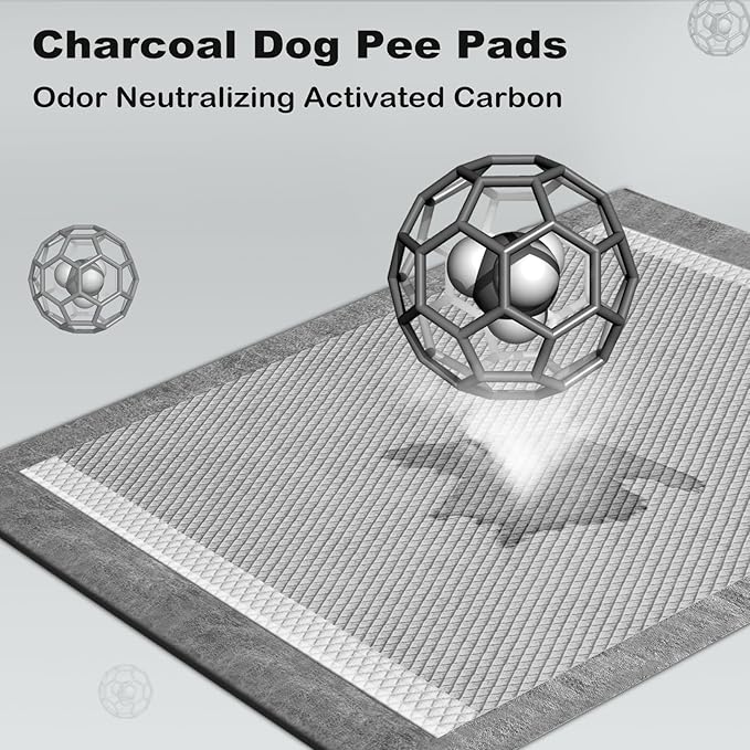 MIZOK Pee Pads for Dogs 23X24in Dog Pee Pads, Charcoal Odor Eliminating Wee Wee Pads for Dogs Absorbs Up to 4 Cups Urine, 6 Layers Leak-Proof Puppy Pads (50 Counts)