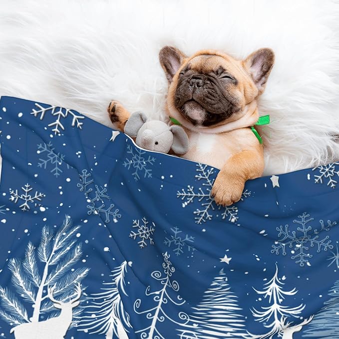 Winter Tree Blanket - Snowflake Throw Blanket 23 x 16 mas Mooses Trees Couch Blankets for Puppy Dogs Cats