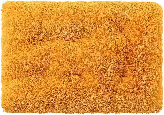 Dog Crate Mat, Dog Bed for Large Dogs, Comfy Fluffy Kennel Pad Anti-Slip for Dog beds & Furniture, Quilted Dog Bed for Pets for Medium/Small Dogs Cats (Color : Yellow, Size : 30x21)