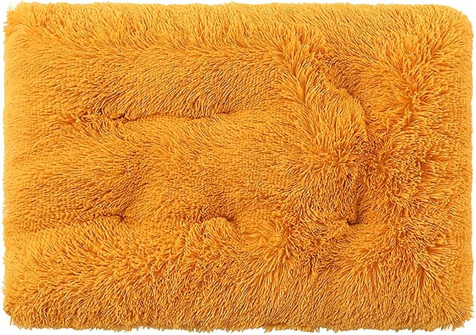 Dog Crate Mat, Dog Bed for Large Dogs, Comfy Fluffy Kennel Pad Anti-Slip for Dog beds & Furniture, Quilted Dog Bed for Pets for Medium/Small Dogs Cats (Color : Yellow, Size : 43x29)