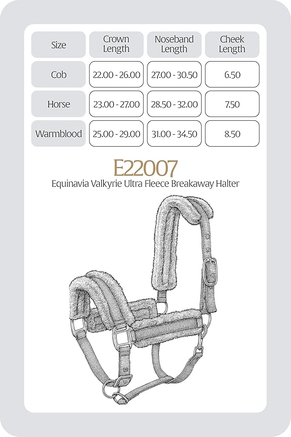 Equinavia Valkyrie Ultra Fleece Breakaway Horse Halter | Padded Fleece Adjustable Safety Halter with Nylon Webbing - Brown/Ivory White - Cob
