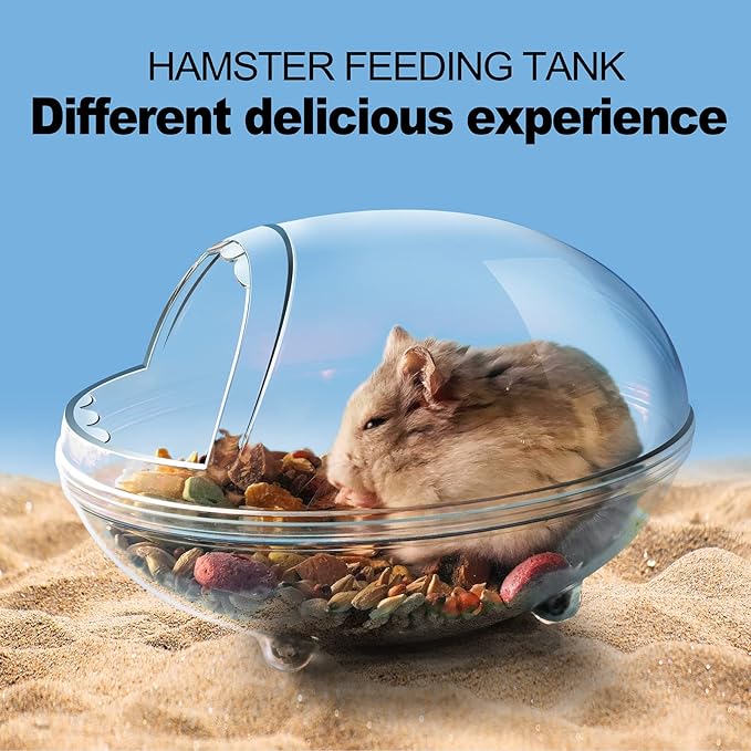 Hamster Bathroom,Hamster Bathtub Box,dust Bath for Hamster,Hamster Sand Bath Container,Hamster Bath,Hamster Bathing Bowl,Transparent Hamster Bathtub Toilet for Hamster Accessories (L)
