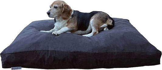 Dogbed4less Medium Memory Foam Dog Bed Pillow with Orthopedic Comfort, Waterproof Liner and Espresso Microsuede Pet Bed Cover 37X27 Inches
