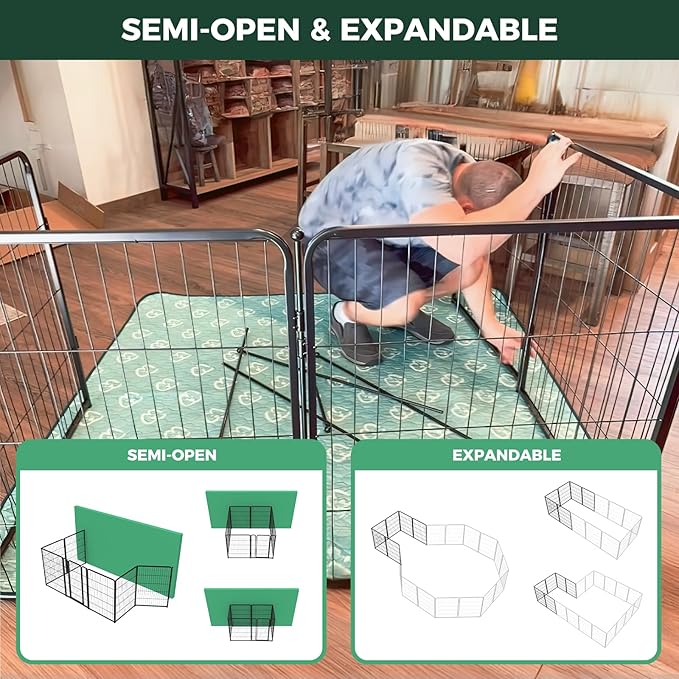 FXW Homeplus Unleashed Indoor Dog Playpen - Stress-Free and Safe Play, Heavy Duty 40 Inch 6 Panels Dog Pen for Medium and Large Dogs, Black│Patented