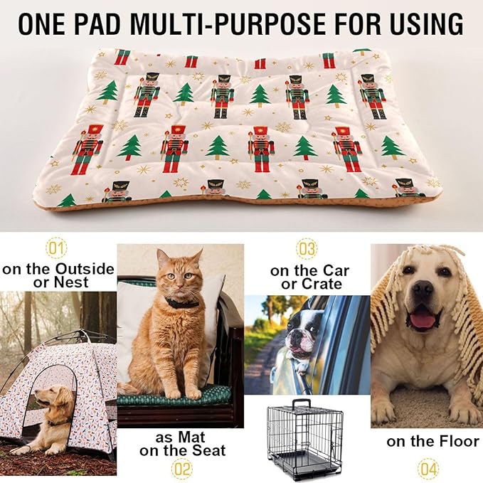 Christmas Nutcracker Pet Bed Cute Dog Bed Mat Absorbing Non Slip Pad Pet Sleeping Mat for Small, Medium, and Large Dogs Puppy Cat 24 in x 18 in