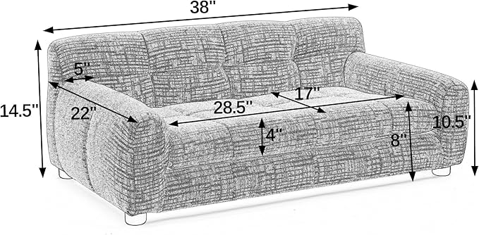 Human Dog Bed with Armrests & Backrest, Cave Dog Bed for Large Dogs, Comfortable Linen Upholstery, Short Sofa Legs for Easy Access, Durable, Stylish Camas para Perros, 38"x14.5"x22" (Dark Gray)