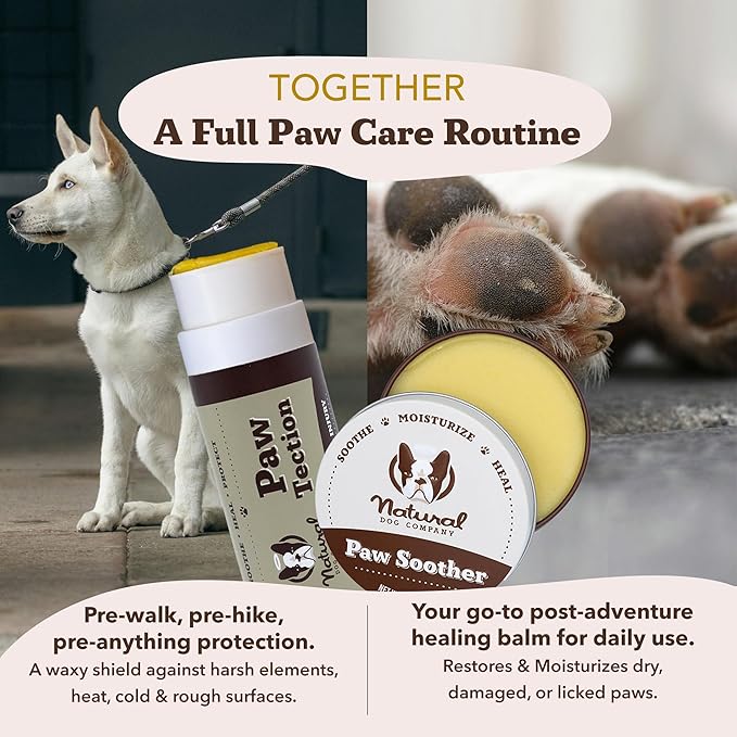 Natural Dog Company PawTection Balm for Dogs, Dog Paw Protector, Moisturizing Dog Paw Balm for Dry, Cracked Pad, Protects Paw from Extreme Weather, Paw Lotion for Allergies & Itching (1 oz Tin)