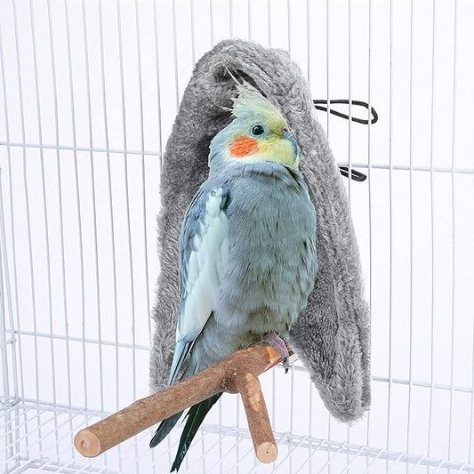 Comfort Corner Fleece Bird Blanket Parrot Cage Snuggle Hut Warm Bird Nest House Bed Hanging Hammock Toy for Parakeet Cockatiel Pigeon Small Animals Shelter Plush Bedding(Size S)