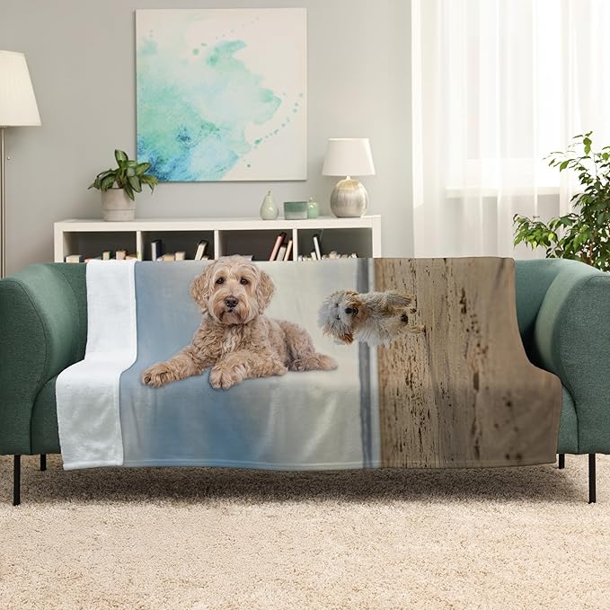 Prints Next Day – Custom 50" x 60" Plush Pet Lightweight Blanket with Photo Upload - Gift for Dog or Cat Owners - Personalized Couch Throw - Printed in America