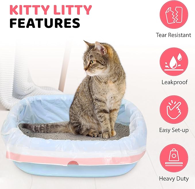 Cat Litter Box Liners 30 Count Drawstring Kitten Waste Bag